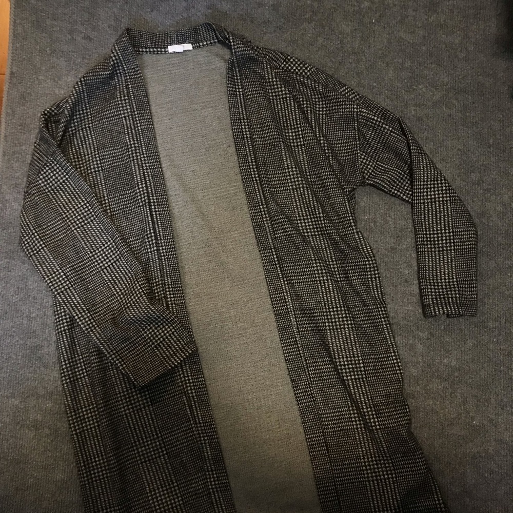 Long plaid cardigan